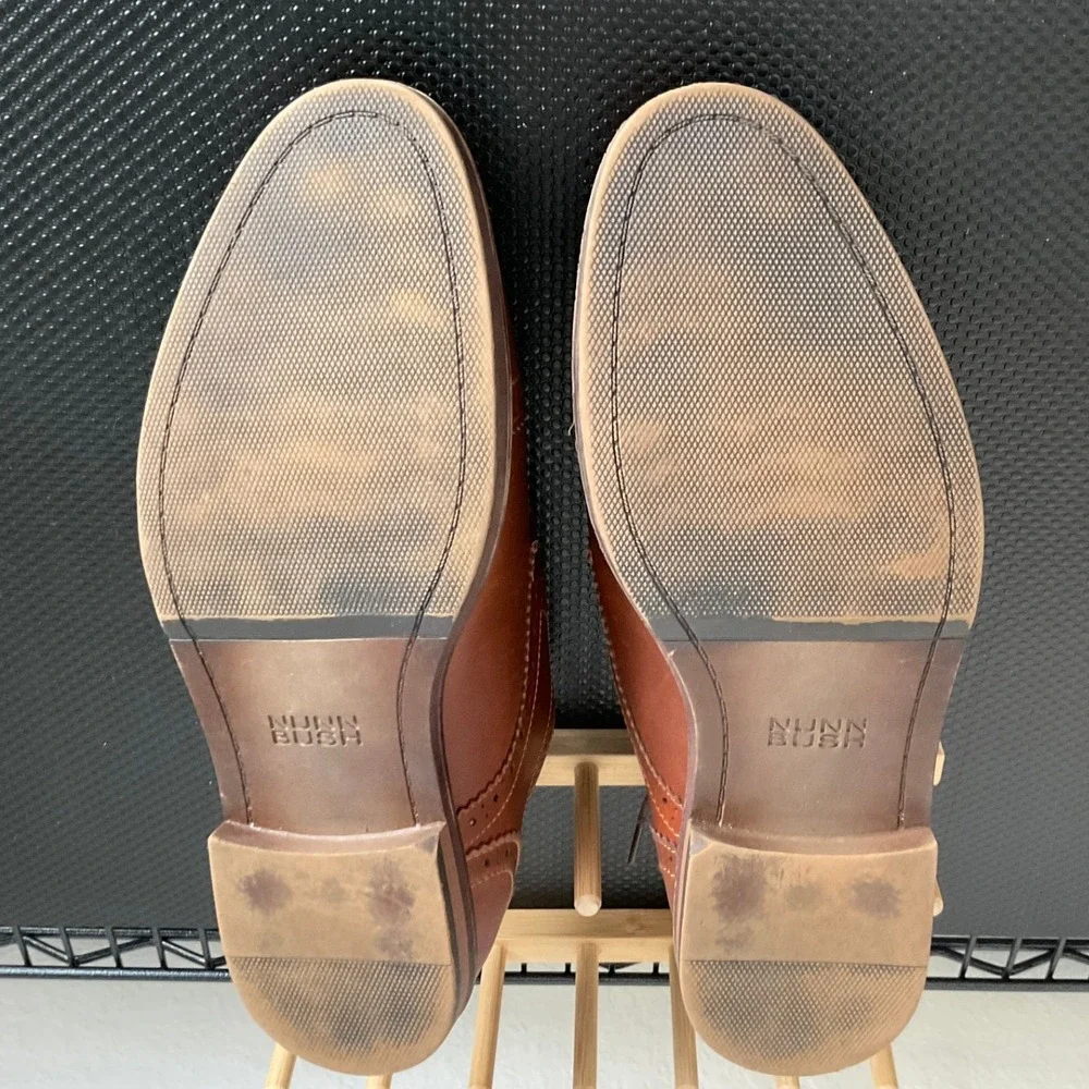 Nunn Bush Mens Comfort Gel Brown Brogue Cap Toe Oxford Dress Shoes 10M